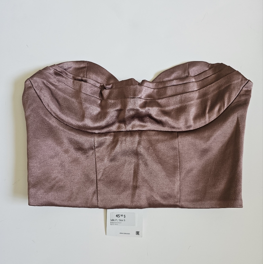 Nwt Zara S Elegant Strapless Satin Top